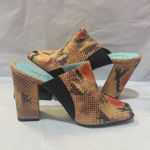 Thierry Rabotin Multicolor Snakeskin Mules